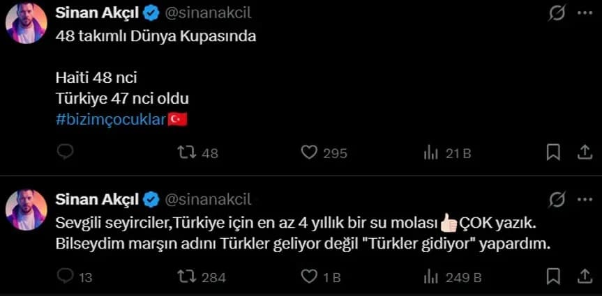 Sinan Akçıl Milli Takım paylaşımı