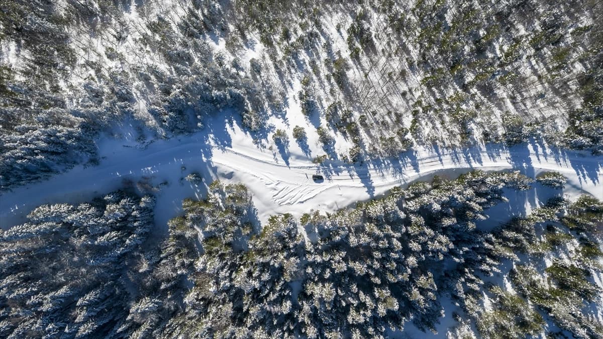 Kastamonu'da kar yağışı Ilgaz ve Yaralıgöz dağlarını beyaza bürüdü