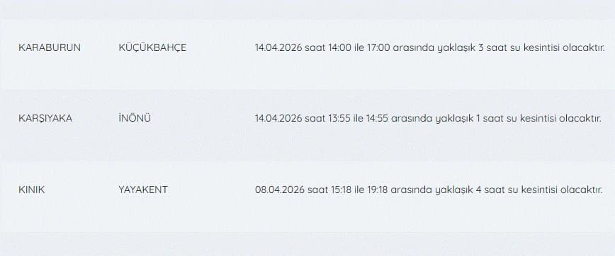 İZSU kesinti listesi | 14 Nisan İzmir'de su kesintisi var mı, nerelerde, ne zaman düzelecek?