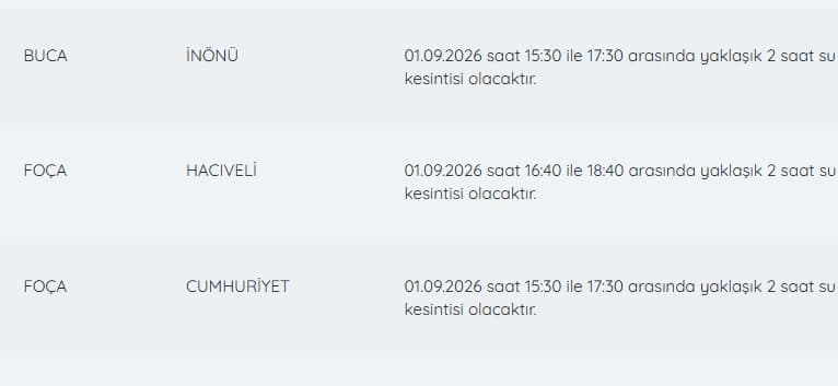 İZSU kesintiler listesi | 1 Eylül İzmir'de nerelerde su kesintisi var, hangi ilçelerde, ne zaman tamir edilecek?