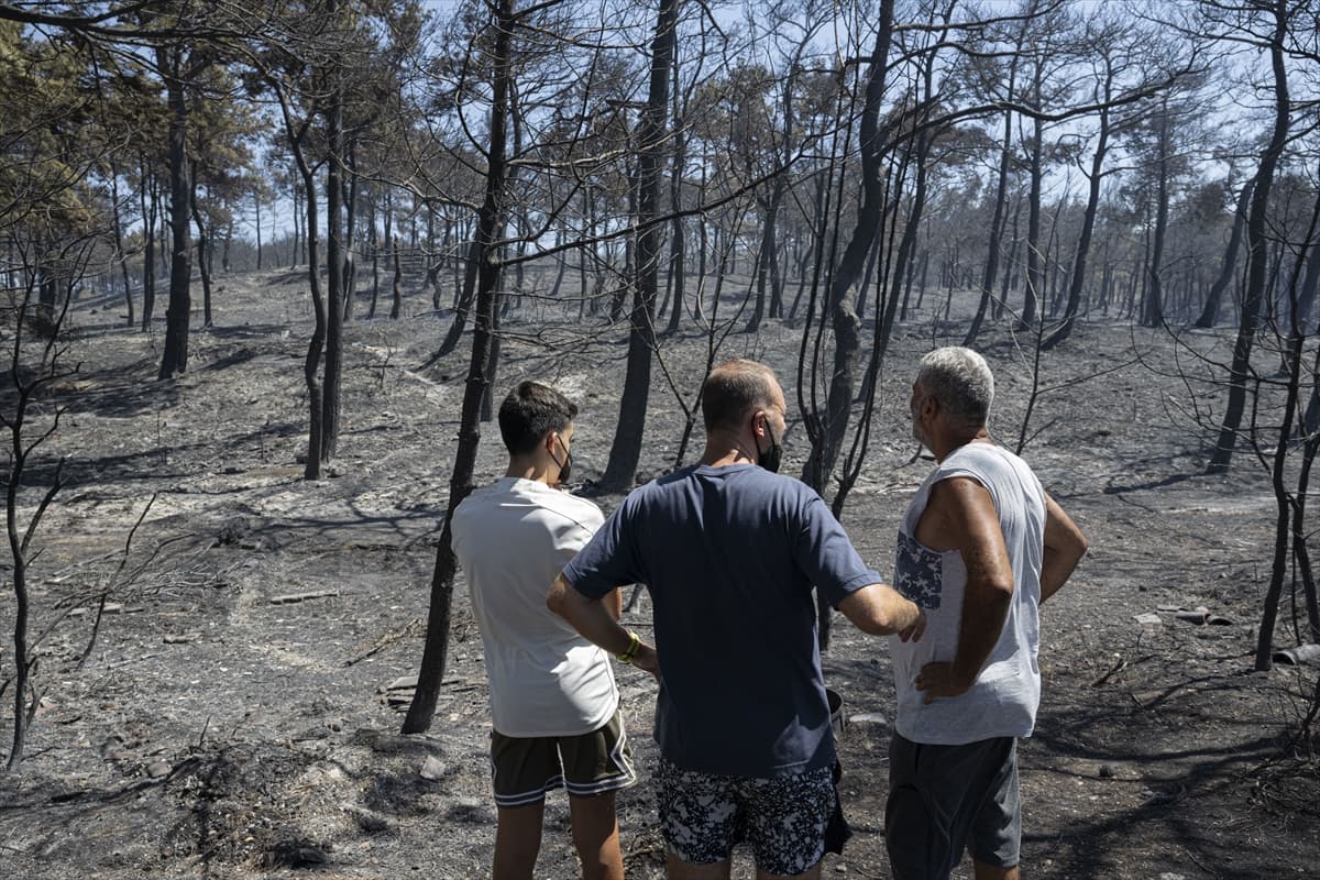 Çanakkale'deki orman yangınında alevler içinde kalan site