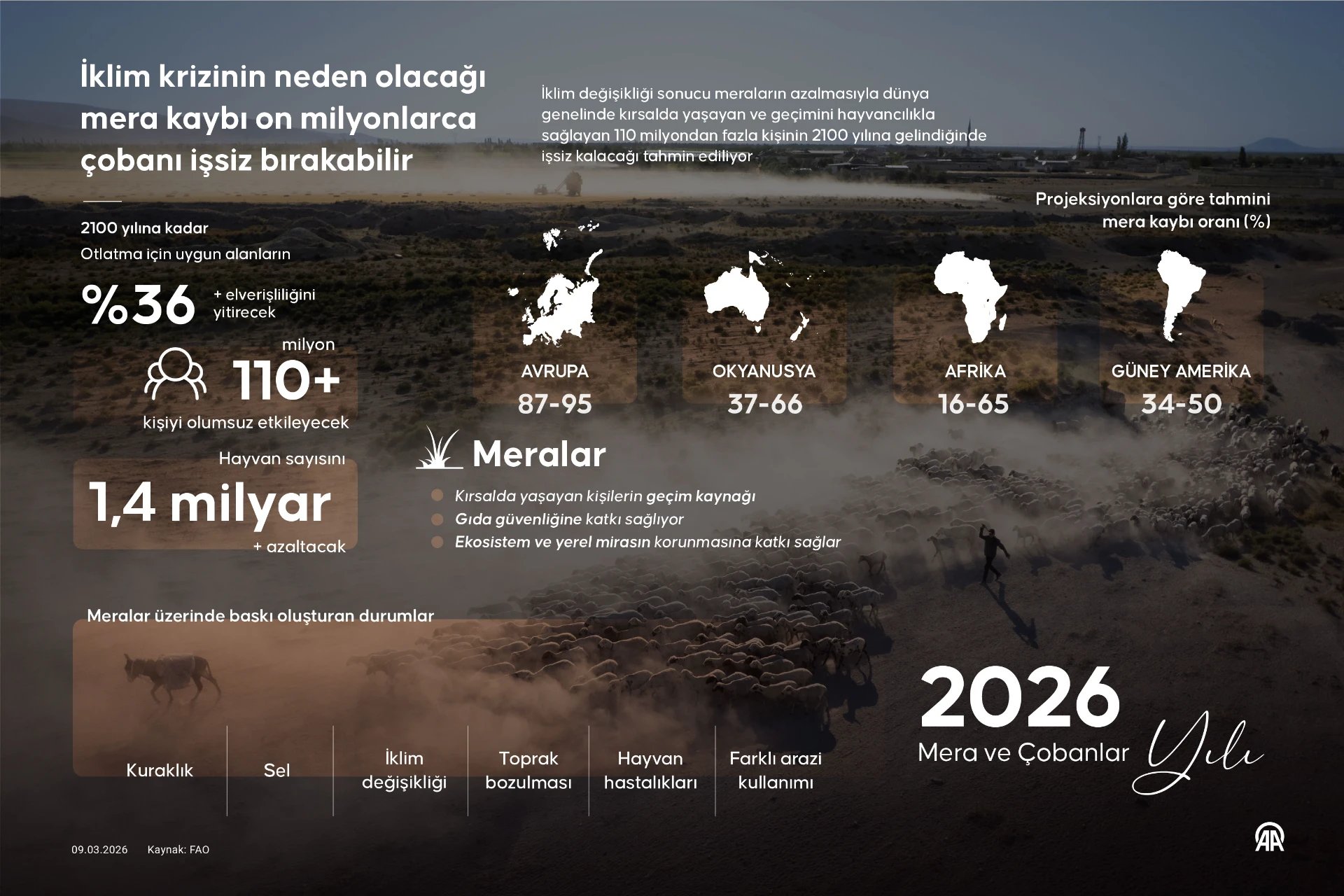 İklim krizinin neden olacağı mera kaybı on milyonlarca çobanı işsiz bırakabilir