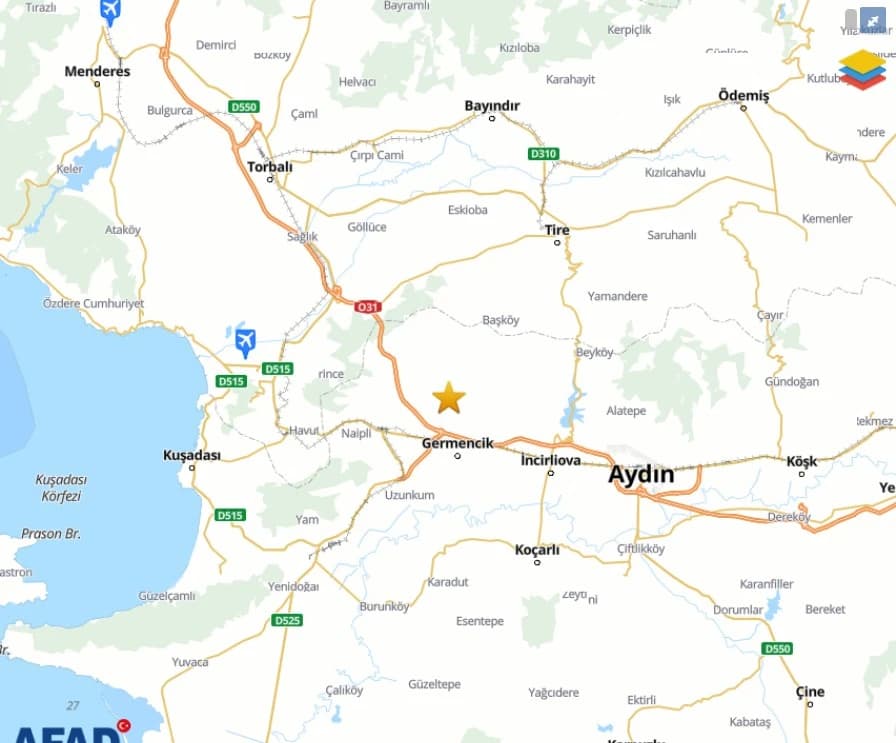 AFAD Aydın deprem merkez üssü