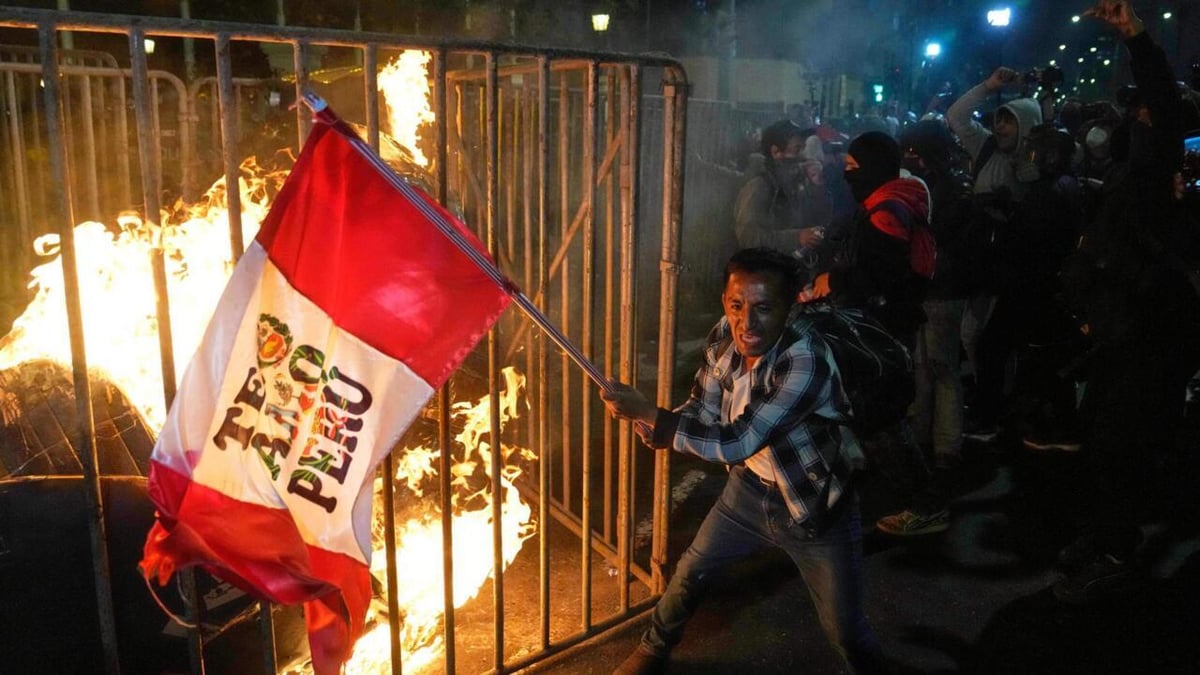 Peru bayraklı protestocu - AP
