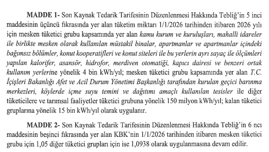 Resmi Gazete'de yer alan kararın metni