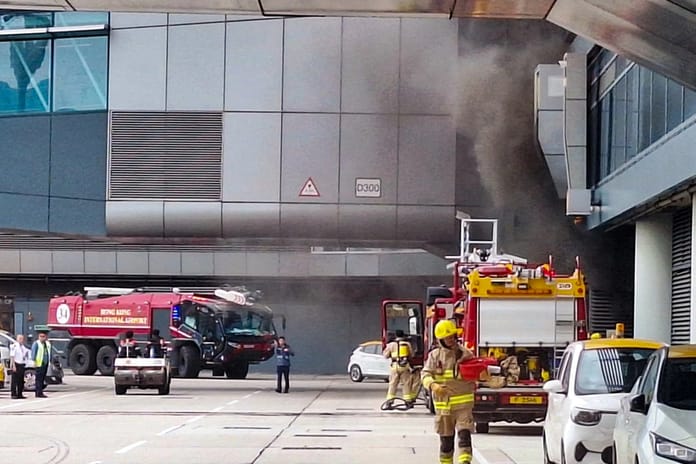 Hong Kong Havalimanı’nda yangın paniği yaşandı