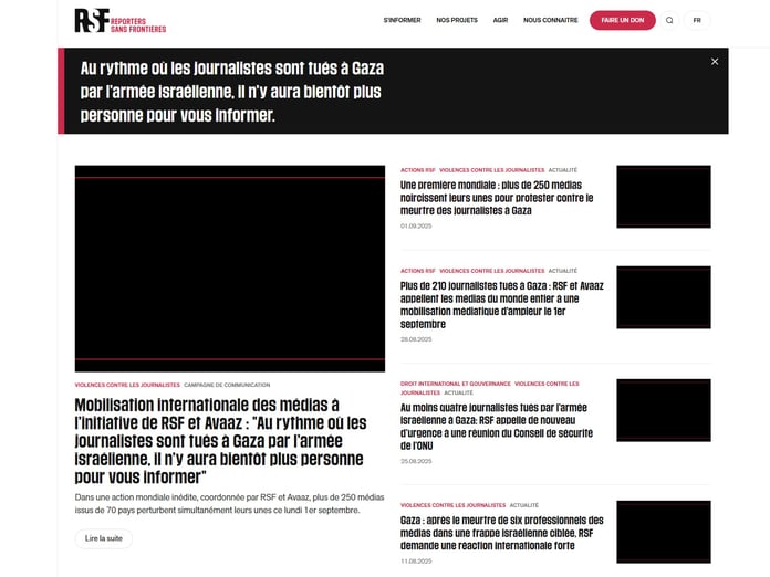 Dünya basını Gazze’de öldürülen gazeteciler siyaha büründü