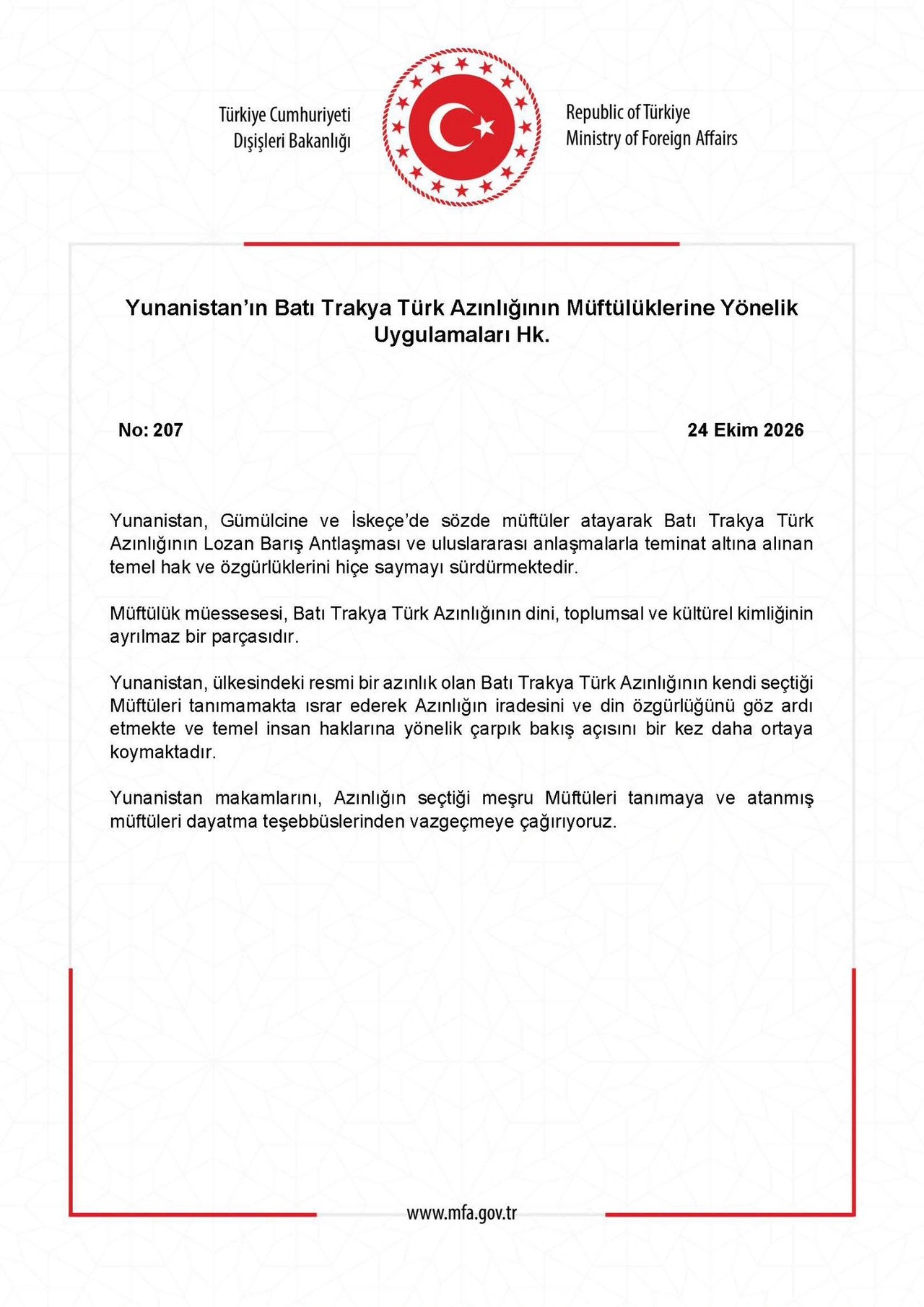 Dışişleri Bakanlığı - X
