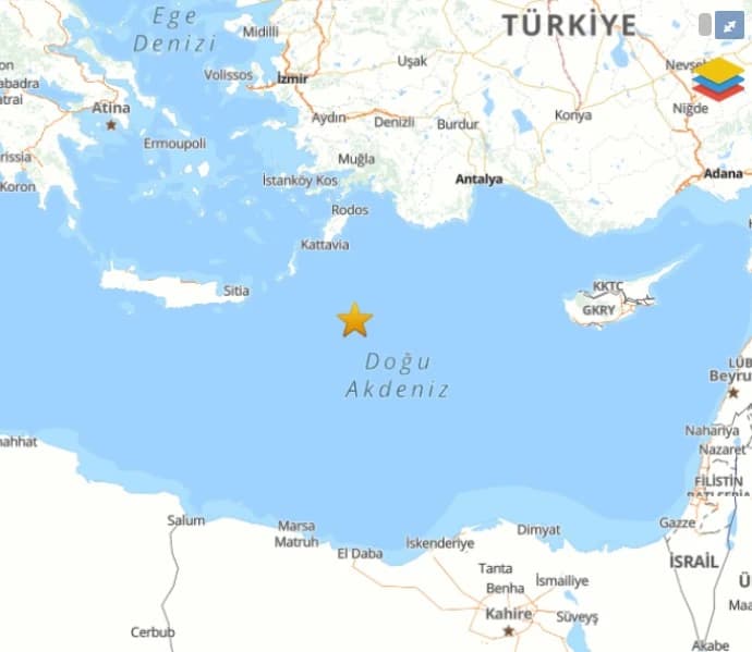 AFAD Akdeniz depremi merkez üssü haritası
