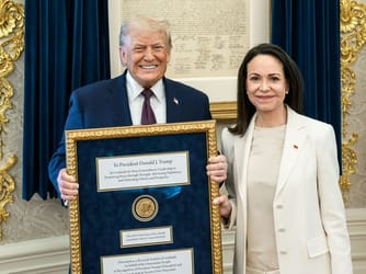 Machado Presents Nobel Peace Prize to Trump
