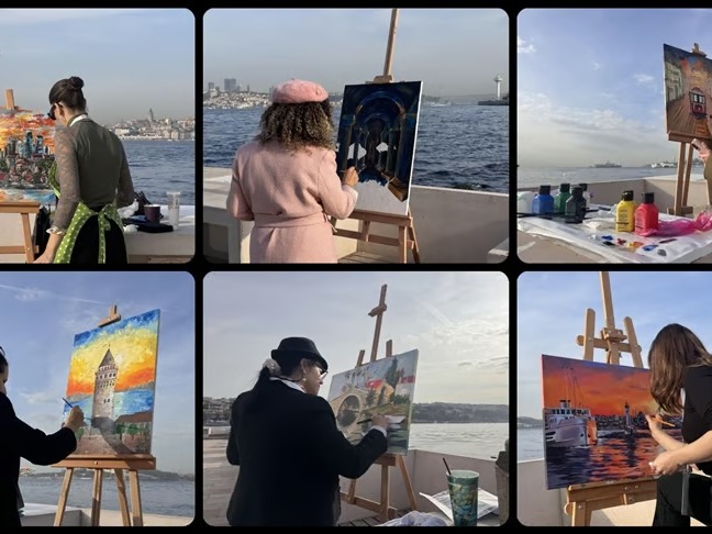 Öğretmenler Kız Kulesi'nden İstanbul'u tuvallerine yansıttı