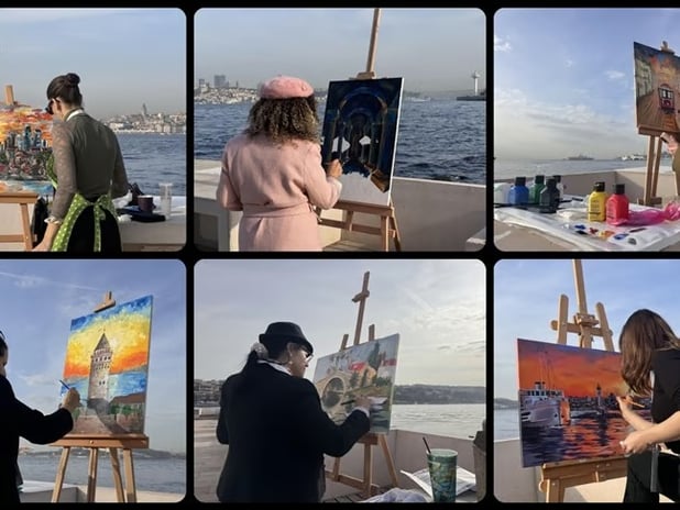 Öğretmenler Kız Kulesi'nden İstanbul'u tuvallerine yansıttı