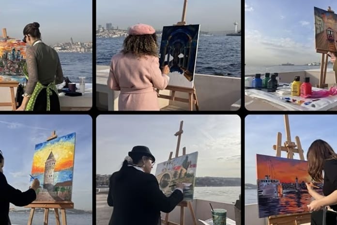 Öğretmenler Kız Kulesi'nden İstanbul'u tuvallerine yansıttı