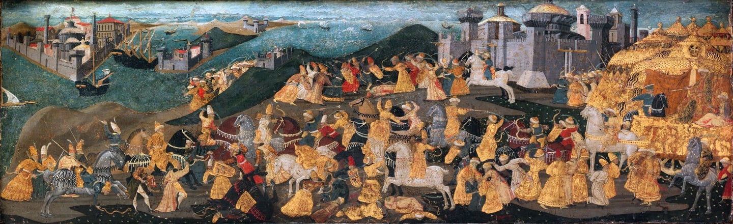 New York Metropolitan Sanat Müzesi'nde sergilenen Apollonio di Giovanni di Tommaso'nun "Trabzon'un Fethi" tablosuyla Cassone, şehrin düşüşünden hemen sonra resmedildi