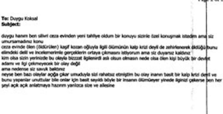 İhbarcı tarafından gönderilen e-posta - SABAH
