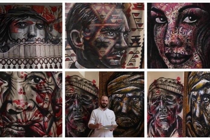 Halı ve perdeler ressamın fırçasıyla yeniden hayat buluyor