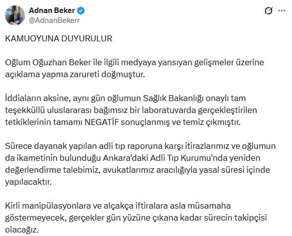 Adnan Beker Oğuzhan Beker paylaşımı