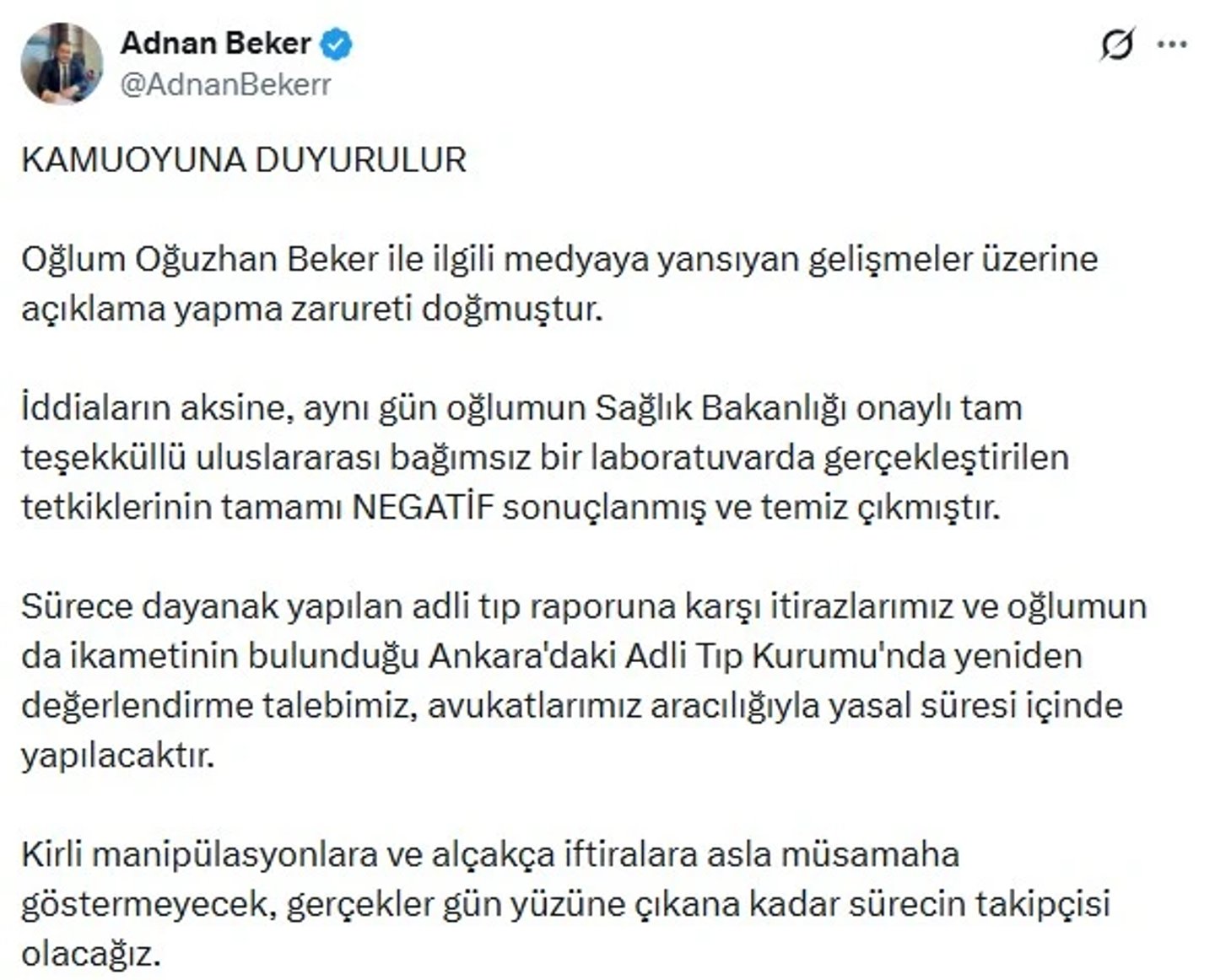 Adnan Beker Oğuzhan Beker paylaşımı