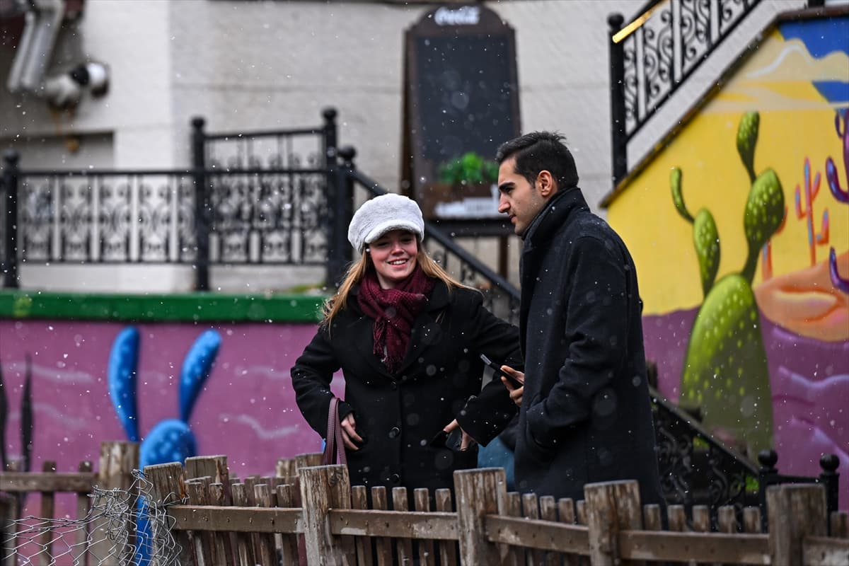 Ankara’nın sembolü Kuğulu Park’ta kış manzarası