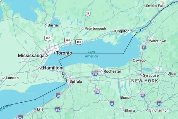 Google Ontario Gölü'nü Amerika Gölü yaptı