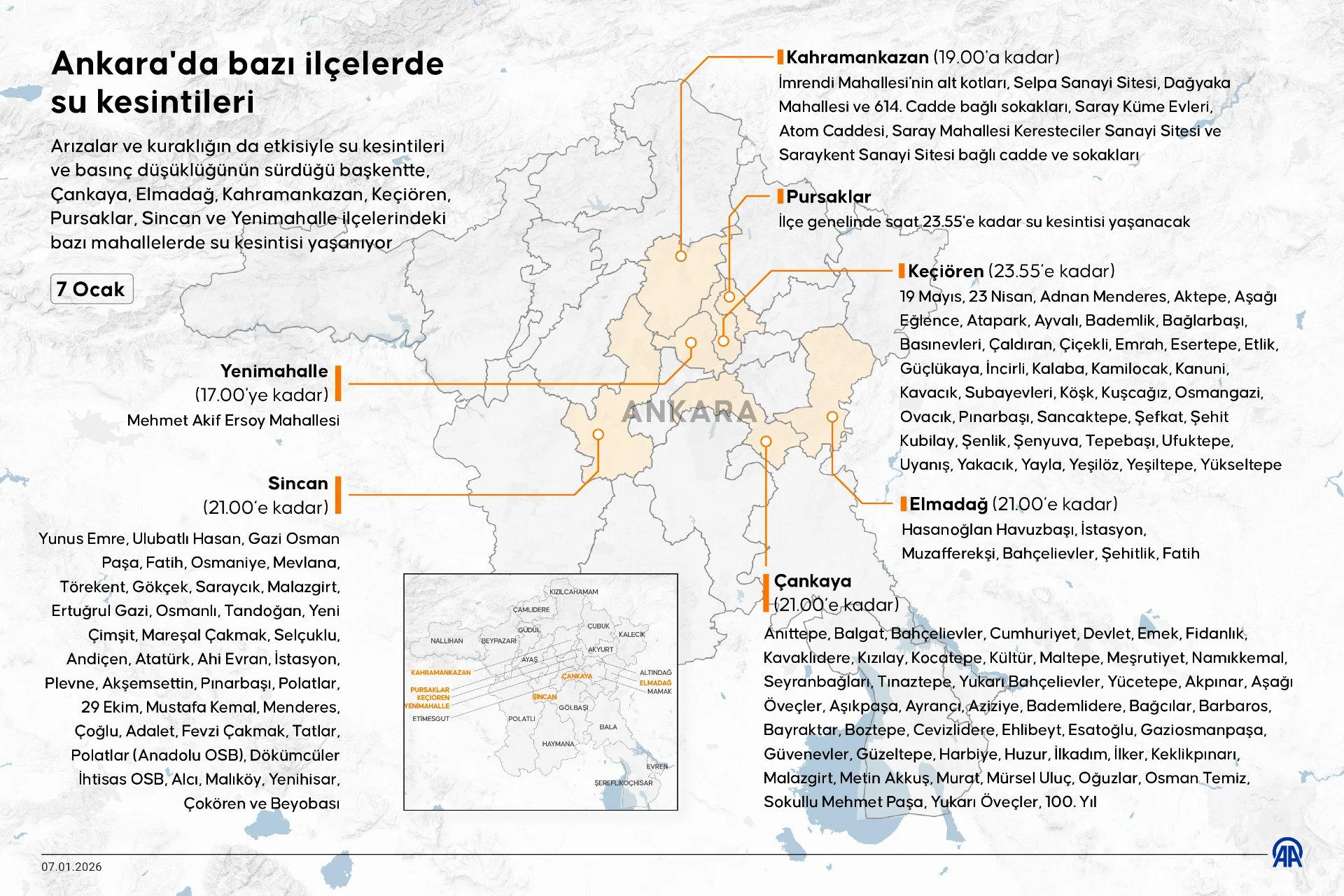 Ankara'da bazı ilçelerde su kesintileri