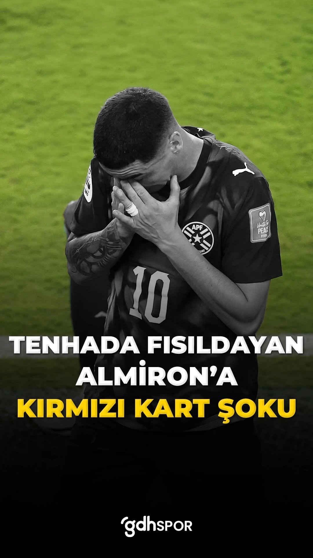 Tenhada fısıldayan Almirón’a kırmızı kart.