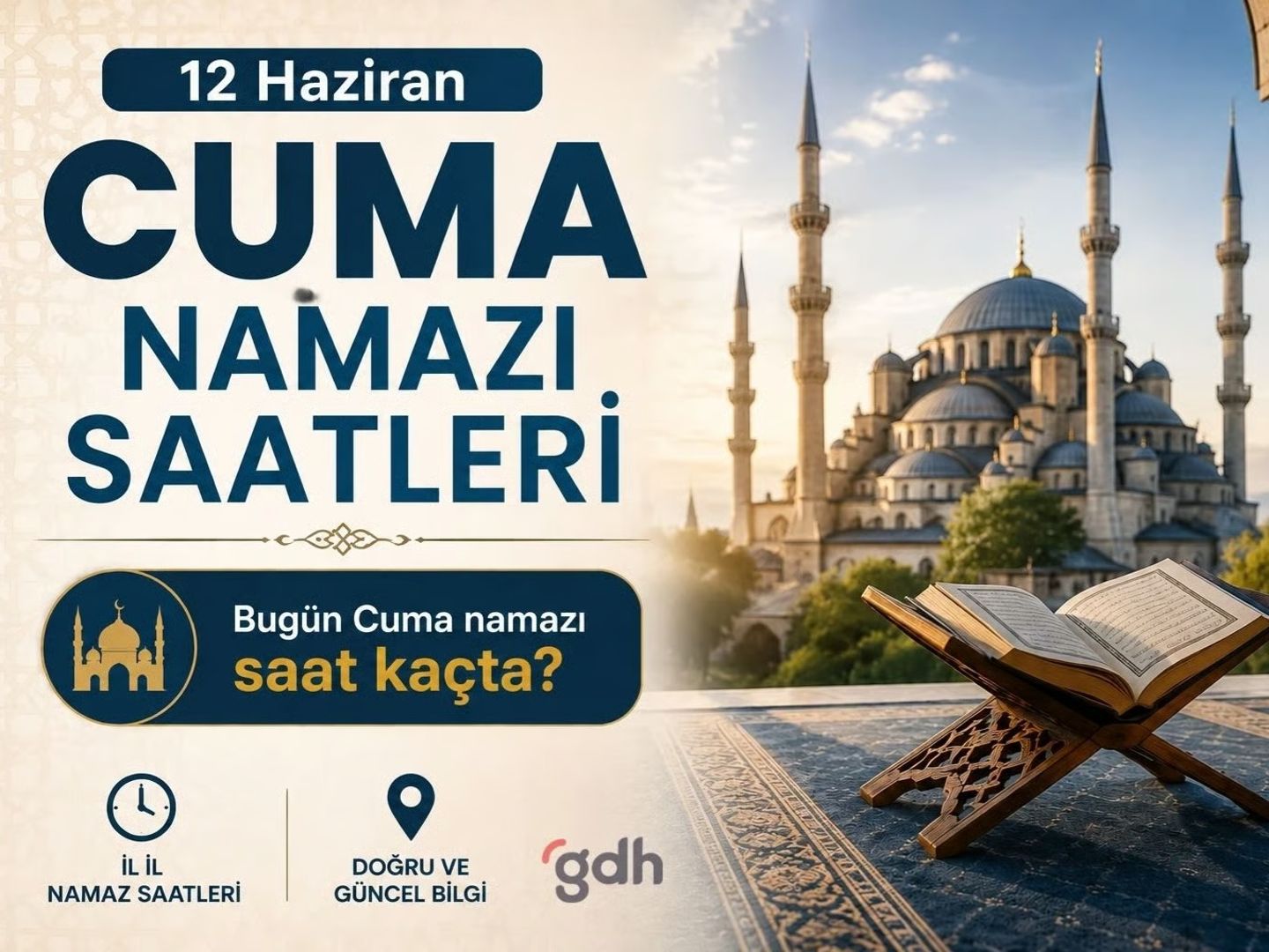 Bugün Cuma saati kaçta? Diyanet ile 12 Haziran Ankara, İzmir, İstanbul Cuma namazı kaçta, ne zaman kılınacak?