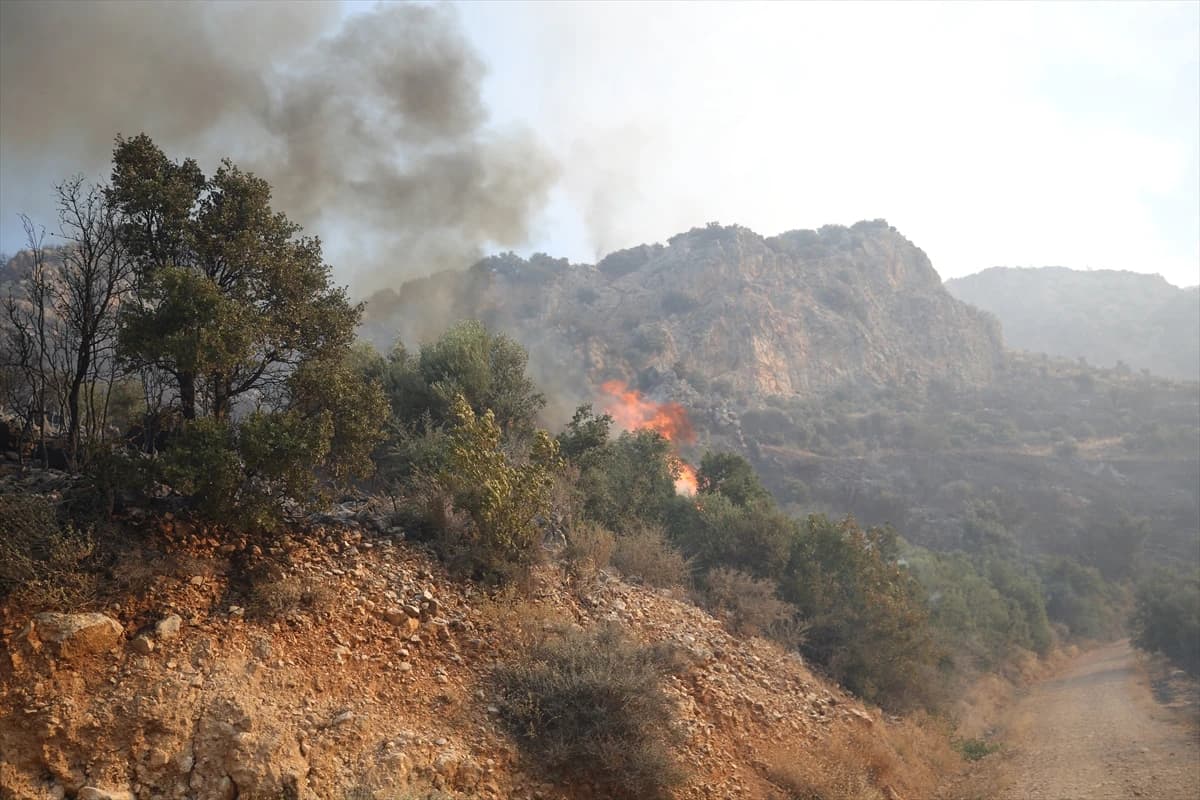 Kaş'ta orman yangını 2. gününde: Sarp arazide havadan ve karadan zorlu mücadele