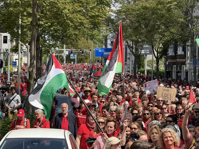 Hollanda'da “Gazze için Kırmızı Çizgi” protesto düzenlendi 