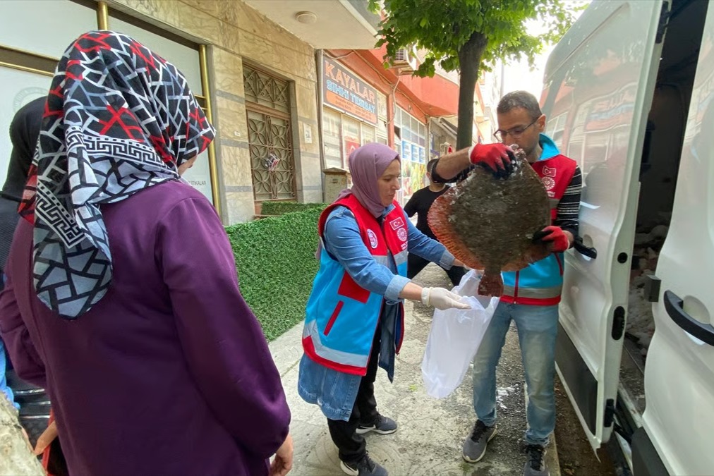 Kaçak avlanan yüzlerce kalkan balığı vatandaşlara dağıtıldı