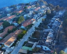 Orman yangınında zarar gören konutlar havadan görüntülendi