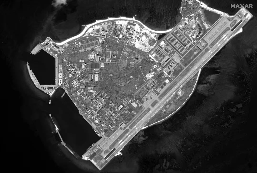 Chinese H-6 bombers are parked on the tarmac of an airfield on Woody Island, in the disputed Paracel archipelago, which is known in China as Xisha Islands, South China Sea, May 19, 2025. MAXAR TECHNOLOGIES/Handout via REUTERS