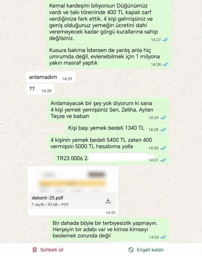Düğün sonrası damadın gönderdiği mesaj