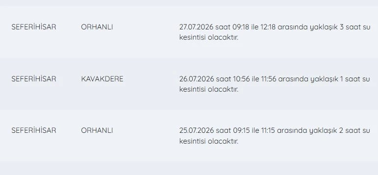 İZSU kesintiler listesi | 27 Temmuz İzmir su kesintileri listesinde hangi ilçeler var, ne zaman düzelecek?