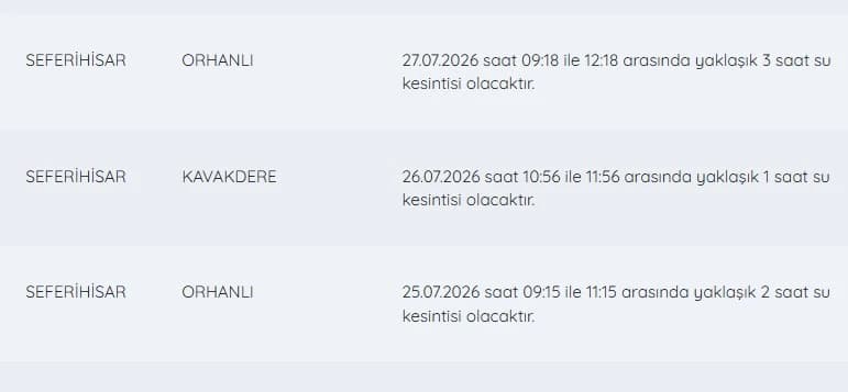 İZSU kesintiler listesi | 27 Temmuz İzmir su kesintileri listesinde hangi ilçeler var, ne zaman düzelecek?