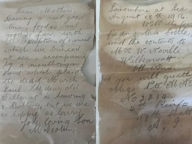 Birinci Dünya Savaşı'ndan gelen mektup