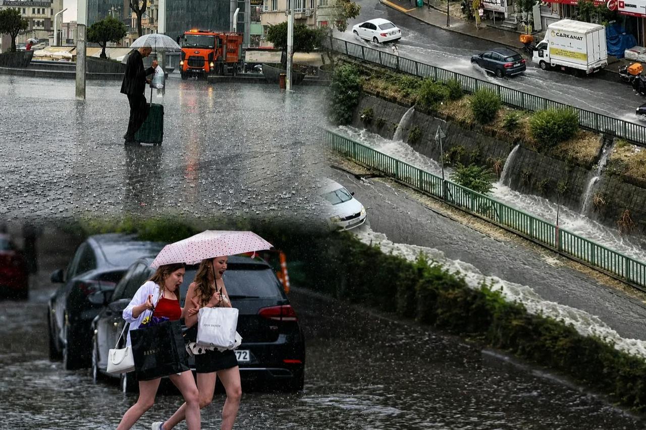 Bunaltıcı sıcaklara ara! İstanbul'u sağanak vurdu