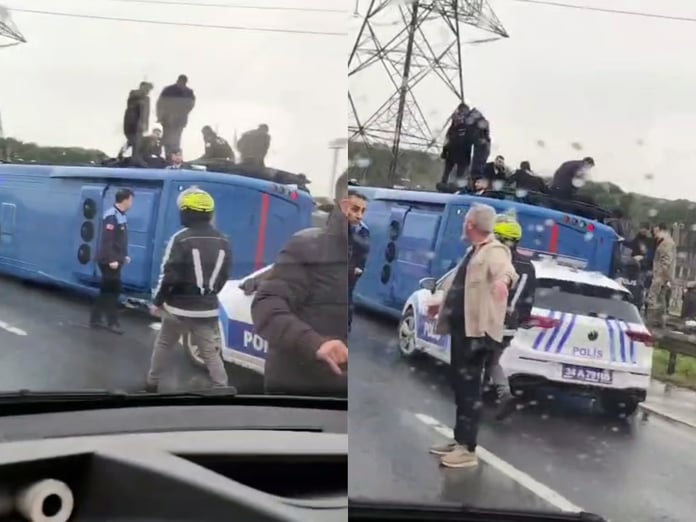 Eyüpsultan'da cezaevi aracı devrildi! 2'si ağır 19 yaralı var 