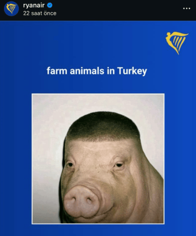 Ryanair’in sosyal medya paylaşımı