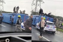 Eyüpsultan'da cezaevi aracı devrildi! 2'si ağır 19 yaralı var 