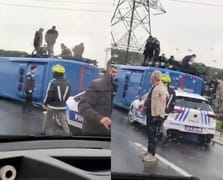 Eyüpsultan'da cezaevi aracı devrildi! 2'si ağır 19 yaralı var 