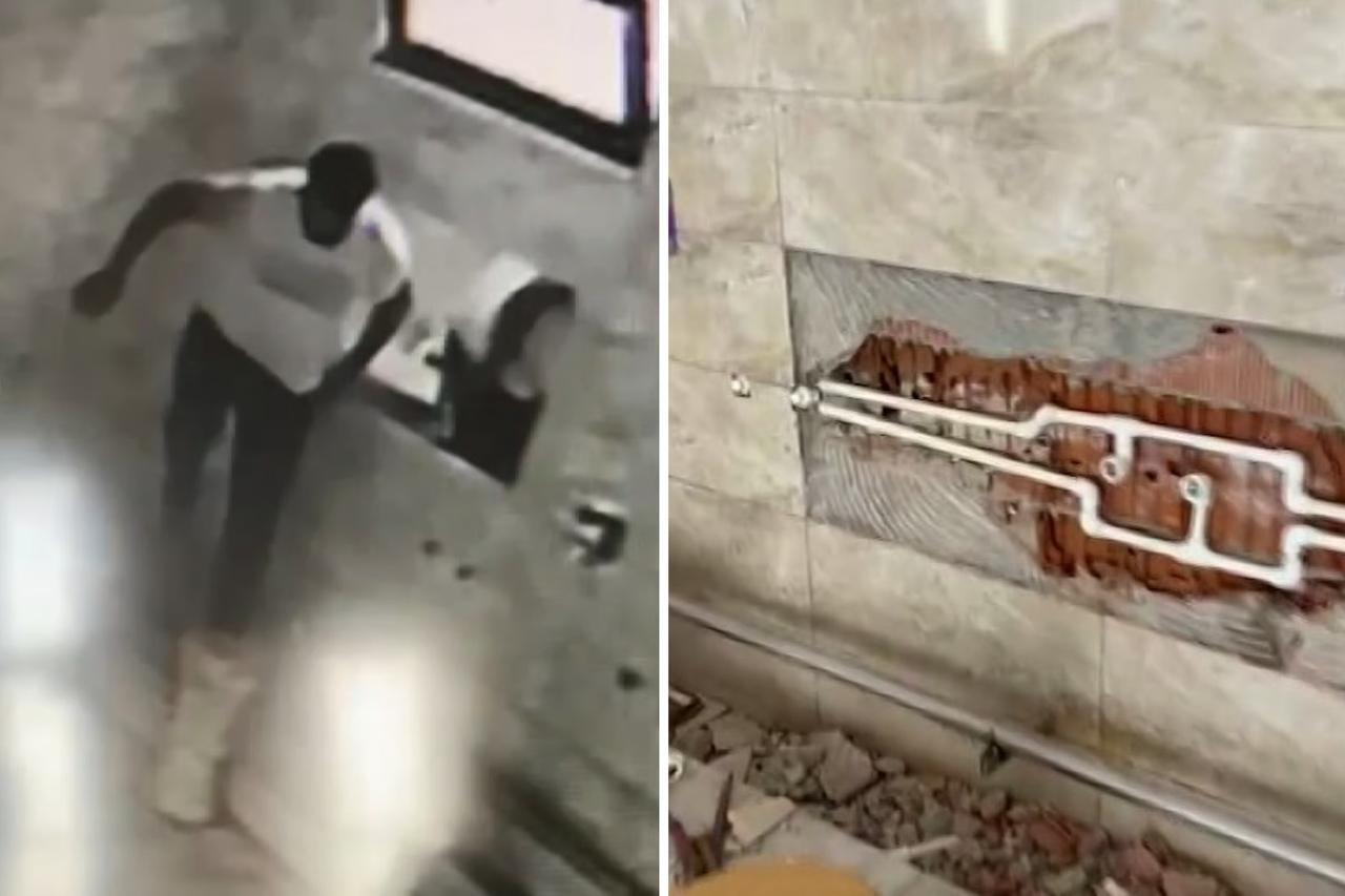 Cami şadırvanının musluklarını ayağı ile kırıp çaldı