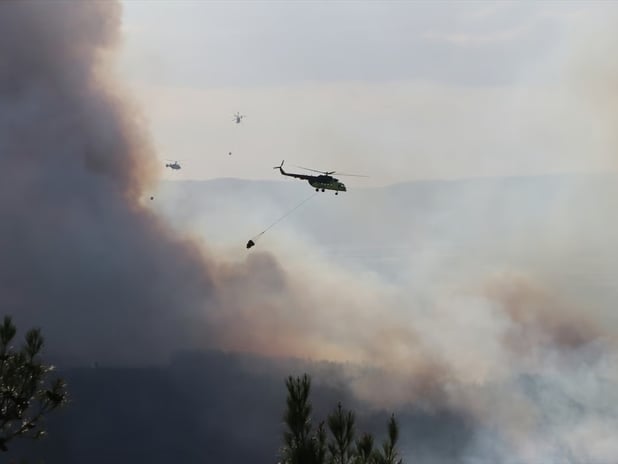 Tekirdağ'da orman yangınına havadan ve karadan yoğun müdahale
