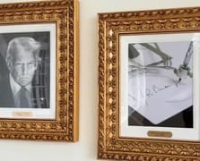 Trump Biden’ın portresi yerine otomatik kalem imzası fotoğrafı astı