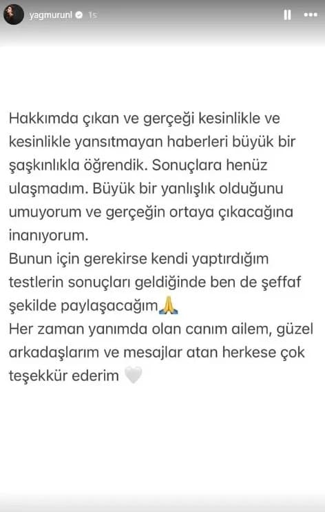 Yağmur Ünal sosyal medya paylaşımı