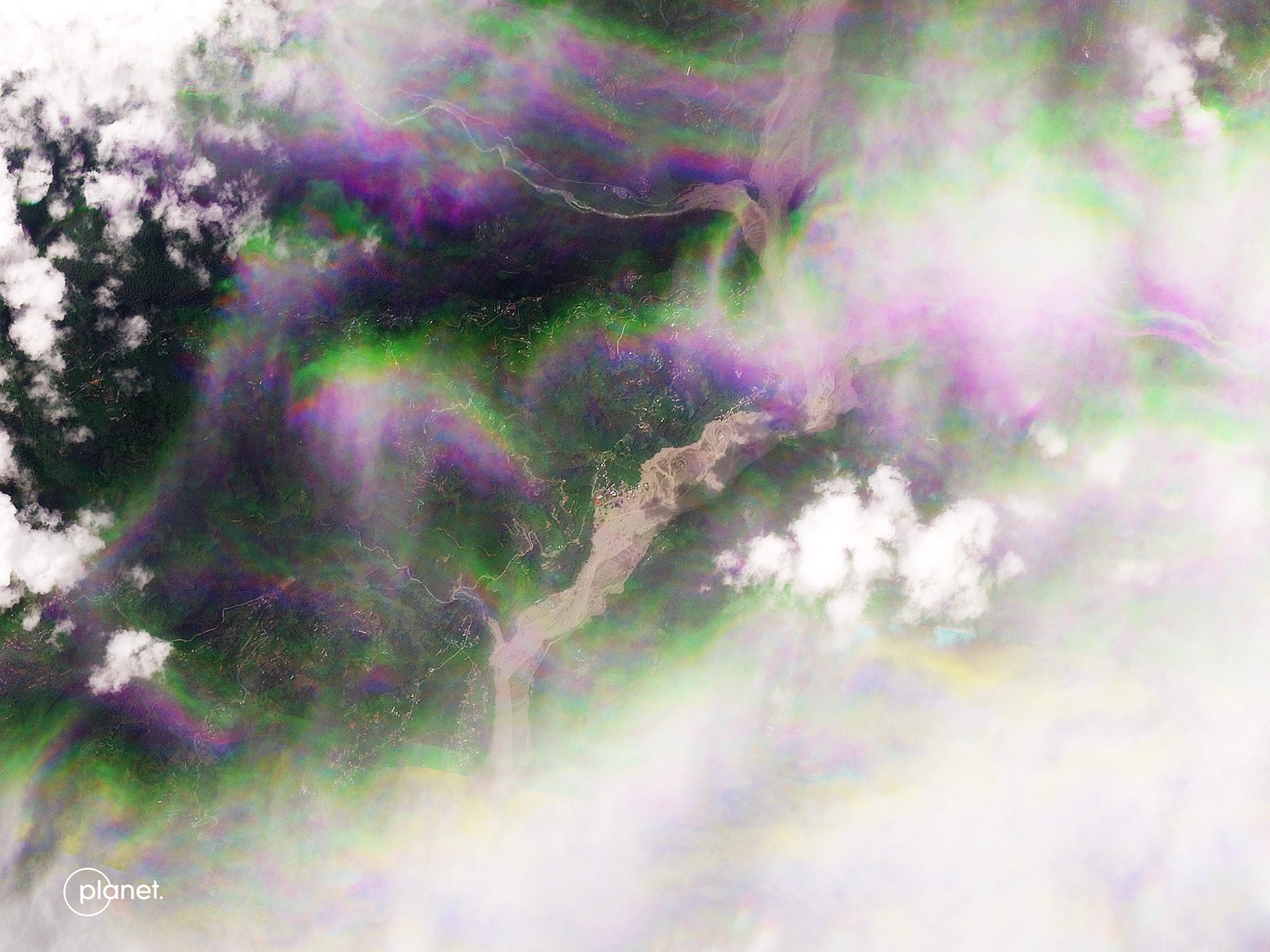 Satellite images of the Trishuli River in Chappthoke, Aug. 26, 2026 - Planet Labs