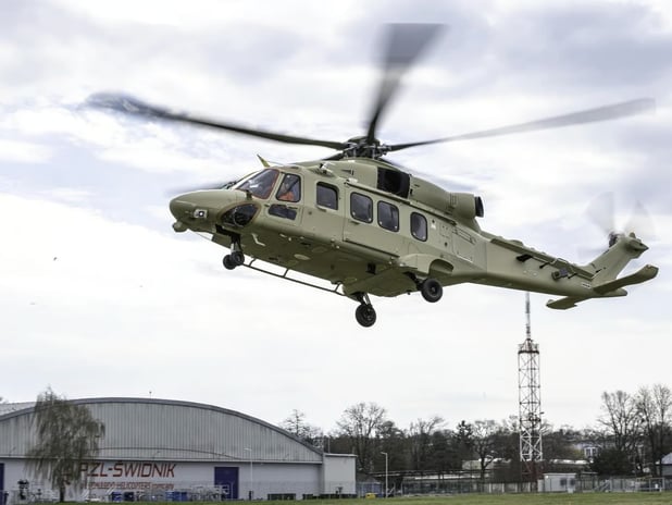 Polonya'da üretilen ilk AW149 helikopteri ilk uçuşunu gerçekleştirdi