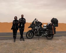 Mehir olarak verilen umre sözü için motosikletle yola çıktılar