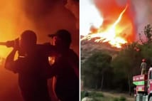 Yangına müdahale eden ekiplerin zorlu mücadelesi görüntülendi