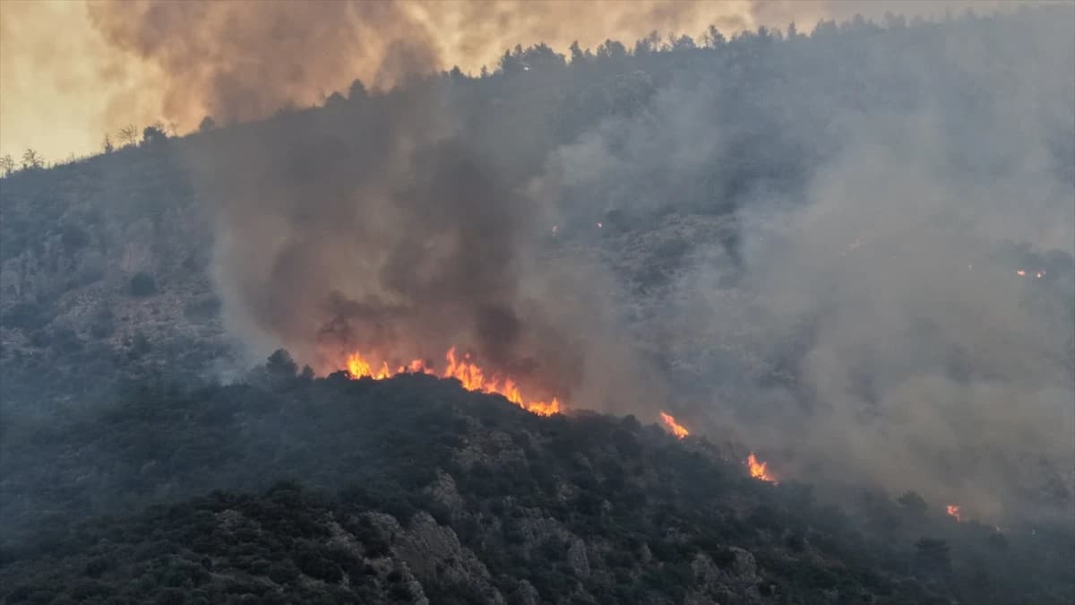 Kaş'ta orman yangını 2. gününde: Sarp arazide havadan ve karadan zorlu mücadele